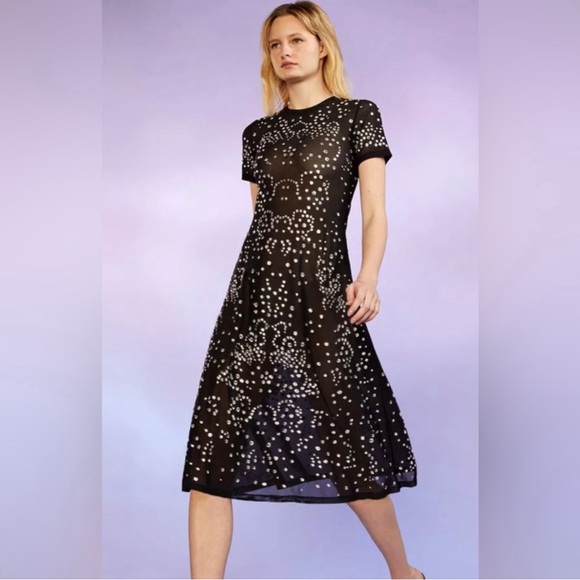 Cynthia Rowley Crystal Embellished Mesh Midi-Dress, Size 2 - Picture 2 of 7